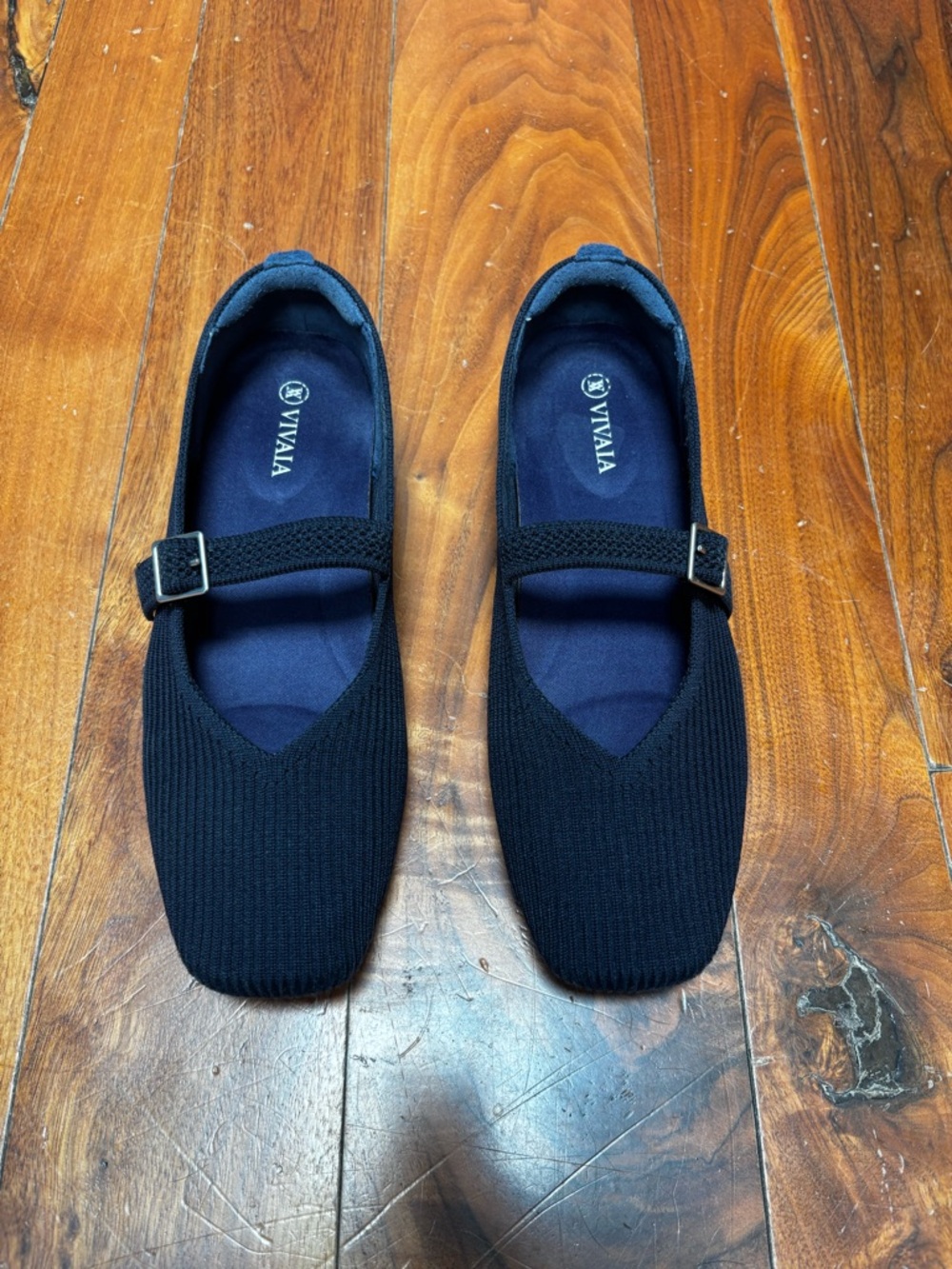 VIVAIA Square-Toe Margot Mary Janes in Navy 7.5 - Picture 4 of 10